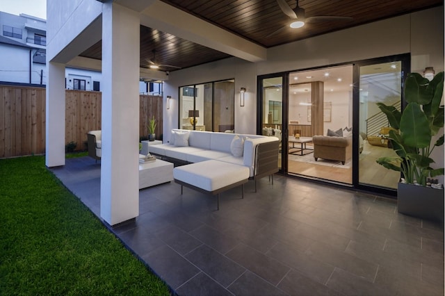 2239 Colquitt St, Houston, TX 77098 - view of patio with fence, ceiling fan, and an outdoor living space