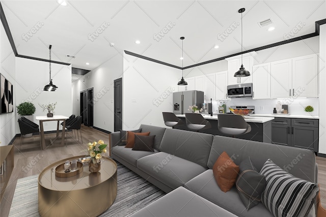 7038 Smilax St A-B, Unit A-B Houston, TX 77088 - living room featuring wood finished floors, recessed lighting, and baseboards