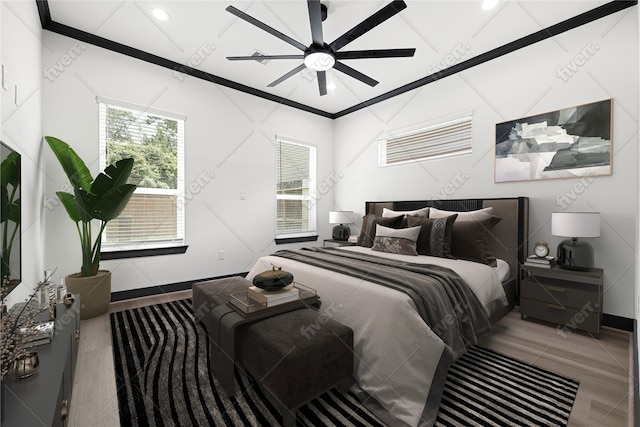7038 Smilax St A-B, Unit A-B Houston, TX 77088 - bedroom featuring baseboards, crown molding, ceiling fan, and recessed lighting