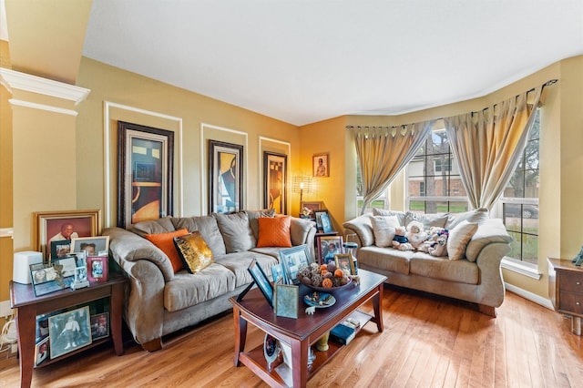 living area with light wood-style floors