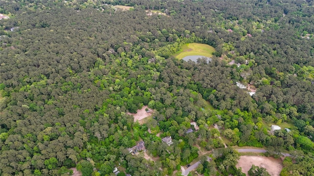 aerial view featuring a forest view