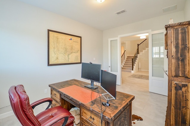 1310 Layla Sage Loop, Richmond, TX 77406 - office area with visible vents, french doors, and baseboards