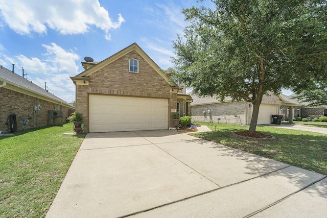 19819 Sloan Ridge Ln, Cypress, TX 77429 - traditional home with brick siding, a front lawn, a garage, and concrete driveway