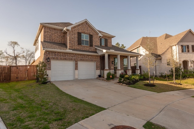 11903 Muir Groves Trl, Humble, TX 77346 - view of front of house with brick siding, covered porch, driveway, an attached garage, and a shingled roof