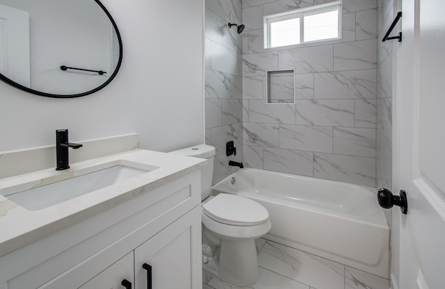 1920 1st St, Hempstead, TX 77445 - full bath with vanity, marble finish floor, tub / shower combination, and toilet