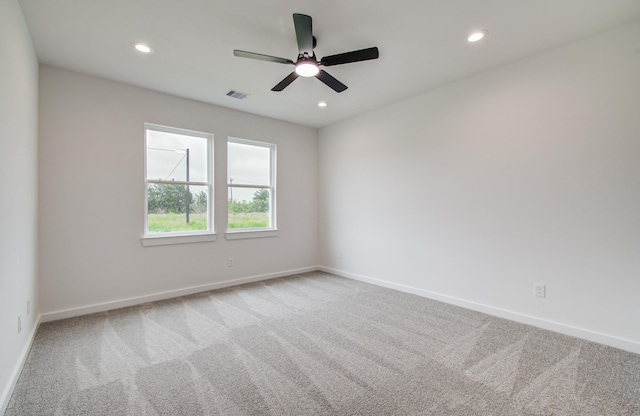 1920 1st St, Hempstead, TX 77445 - carpeted empty room with baseboards, a ceiling fan, visible vents, and recessed lighting