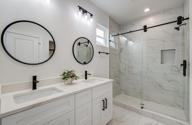 1920 1st St, Hempstead, TX 77445 - full bath featuring marble finish floor, a sink, and a stall shower