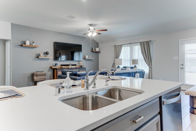 kitchen featuring light countertops, a sink, and stainless steel dishwasher