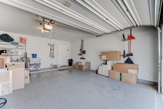 garage with a garage door opener