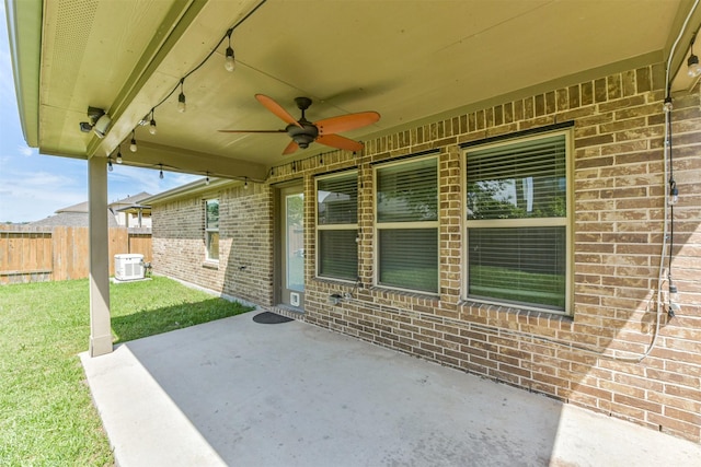 3754 Paladera Place Ct, Spring, TX 77386 - view of patio / terrace featuring fence, a ceiling fan, and central AC