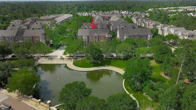 75 Colonial Row Dr, The Woodlands, TX 77380 - birds eye view of property with a residential view and a water view