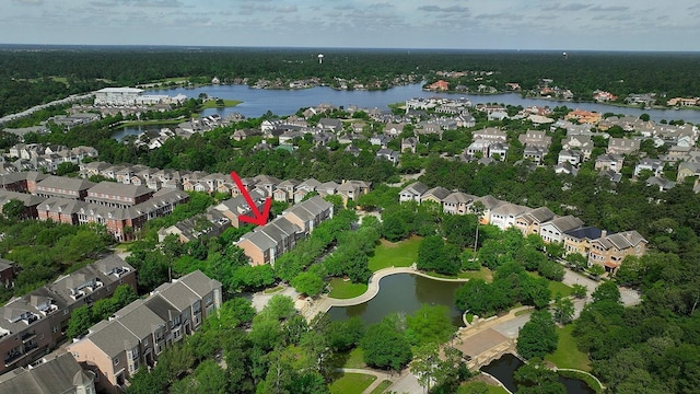 75 Colonial Row Dr, The Woodlands, TX 77380 - birds eye view of property with a residential view and a water view