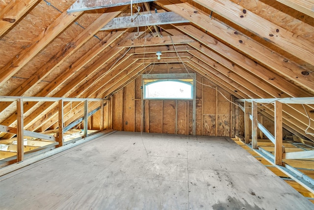 view of unfinished attic