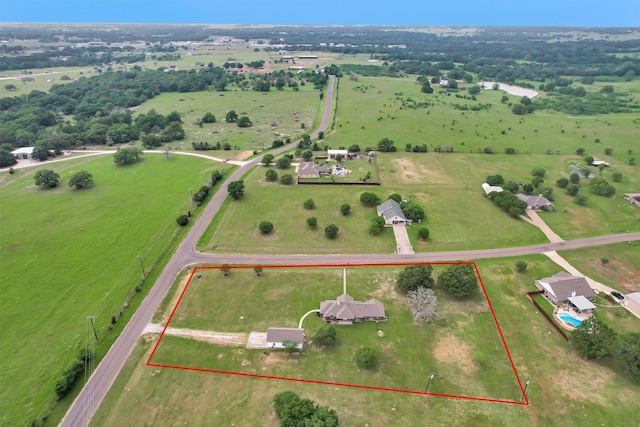 aerial view featuring a rural view