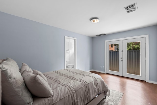 1522 Drew St, Houston, TX 77004 - bedroom featuring french doors, access to outside, baseboards, and connected bathroom