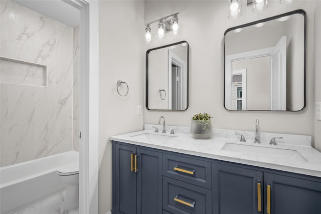 7228 Ave B, Houston, TX 77011 - full bath featuring marble finish floors, double vanity, and bathtub / shower combination