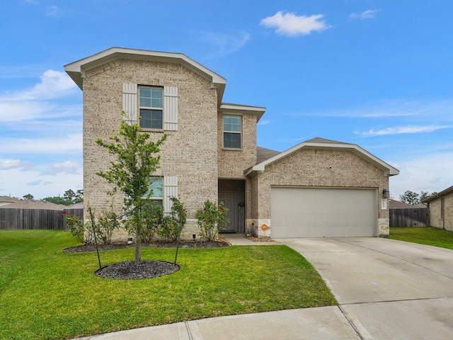 2423 Staverton Cir, Spring, TX 77373 - traditional-style house featuring fence, concrete driveway, a front lawn, and a garage