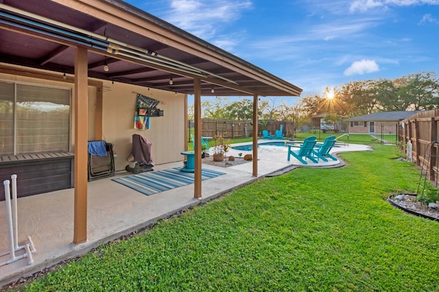 view of patio with a fenced backyard and a fenced in pool