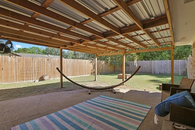 view of patio featuring a fenced backyard