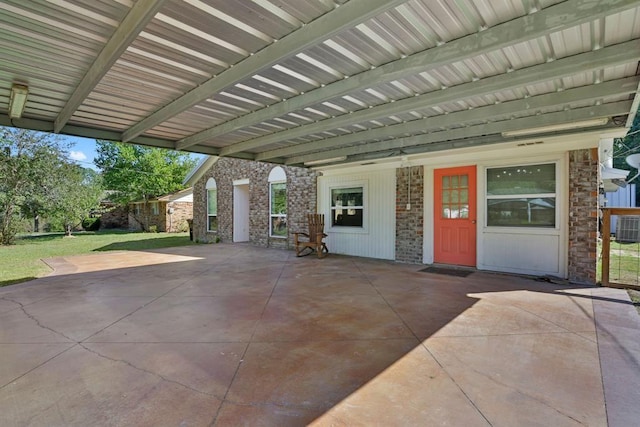 view of patio / terrace featuring ceiling fan and cooling unit