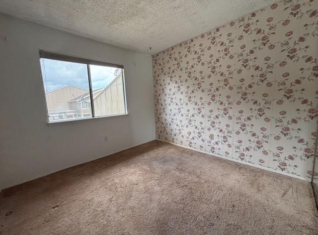 2332 Woodland Park Dr Unit 11, Houston, TX 77077 - carpeted spare room featuring a textured ceiling and wallpapered walls