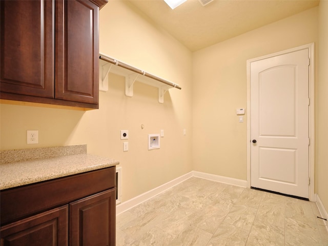 21315 Whistle Wood Dr, Richmond, TX 77406 - laundry room featuring cabinet space, hookup for a washing machine, baseboards, and hookup for an electric dryer