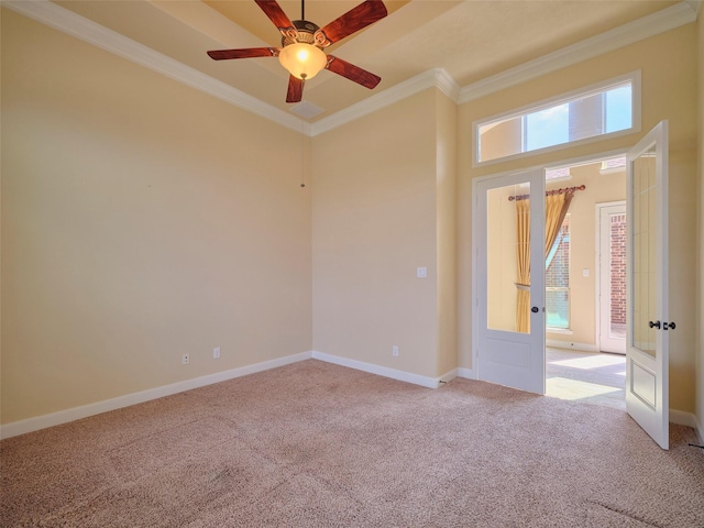 21315 Whistle Wood Dr, Richmond, TX 77406 - carpeted spare room with ceiling fan, baseboards, and ornamental molding