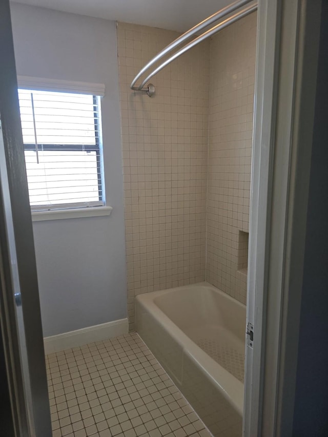 12203 Ashley Circle Dr E, Houston, TX 77071 - bathroom with baseboards, washtub / shower combination, and tile patterned flooring