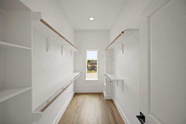 spacious closet with light wood-type flooring