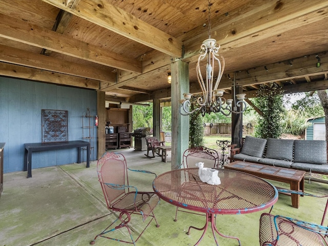 view of patio / terrace with an outdoor hangout area and a grill