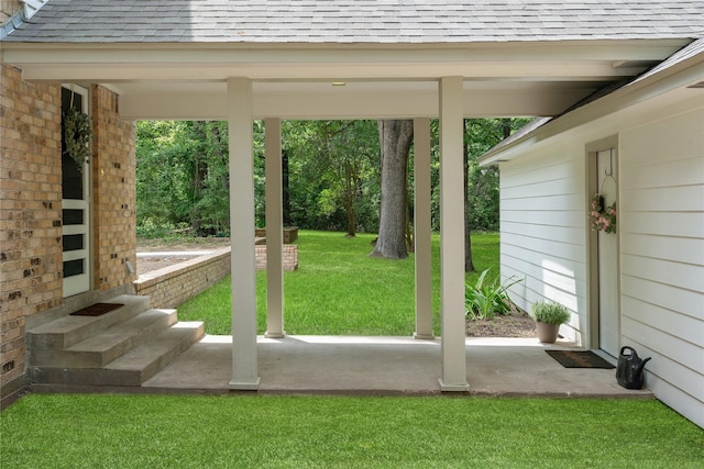 entryway with carpet