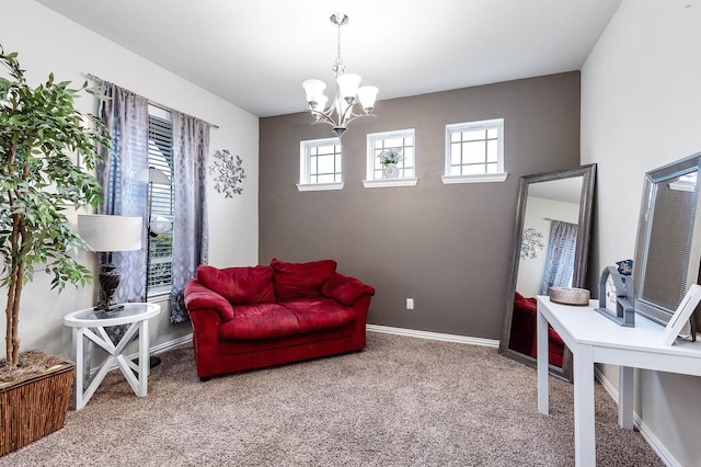 3901 Penny Ln, Deer Park, TX 77536 - sitting room with a chandelier, plenty of natural light, and carpet