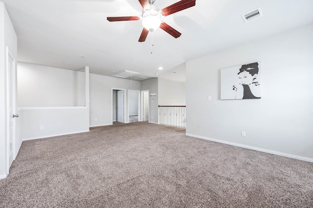 3901 Penny Ln, Deer Park, TX 77536 - carpeted empty room with attic access, ceiling fan, baseboards, and recessed lighting