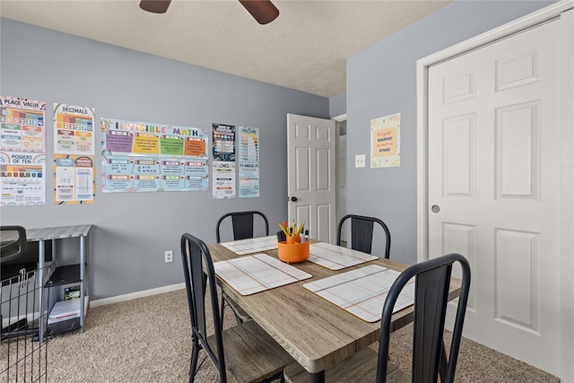 1509 Shamrock Ln, Deer Park, TX 77536 - carpeted dining space featuring ceiling fan and baseboards