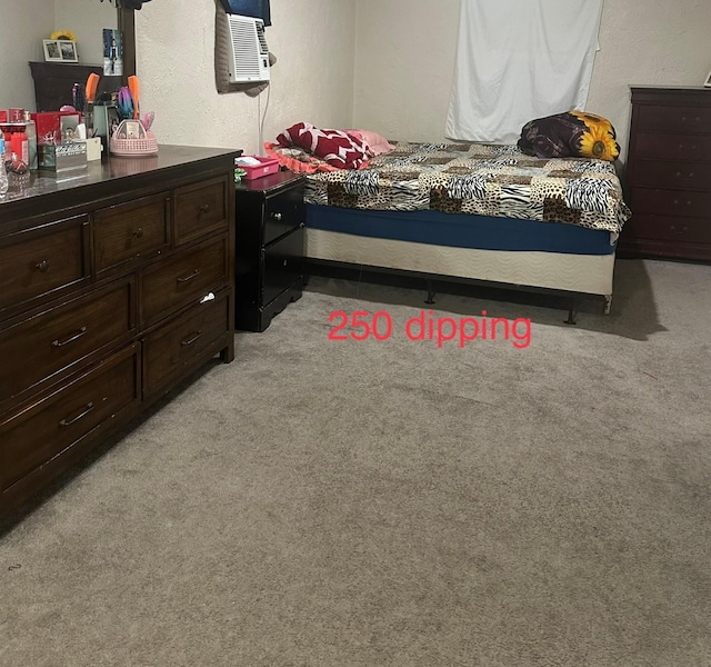 bedroom with light carpet