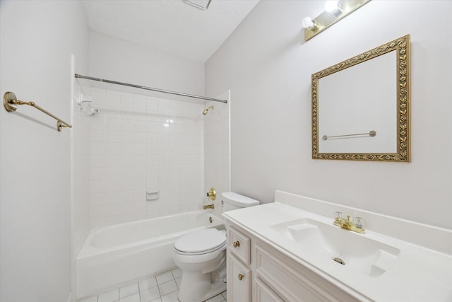 14 Tredington St, Sugar Land, TX 77479 - bathroom featuring toilet, vanity, tile patterned flooring, and washtub / shower combination