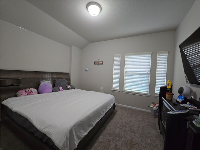 19210 Palfrey Prairie Trl, Tomball, TX 77377 - bedroom with carpet floors, baseboards, and vaulted ceiling