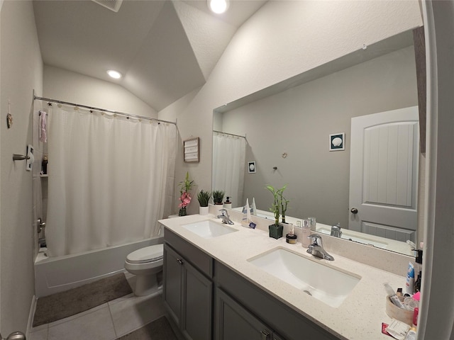 19210 Palfrey Prairie Trl, Tomball, TX 77377 - bathroom with shower / bathtub combination with curtain, a sink, and tile patterned flooring