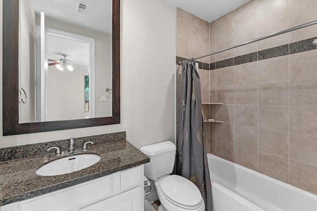620 Rutland St Unit A, Houston, TX 77007 - full bathroom with shower / bath combo, vanity, toilet, and a ceiling fan