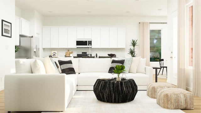 living area with light wood-type flooring