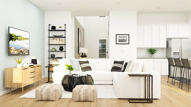 living room featuring light wood-style flooring