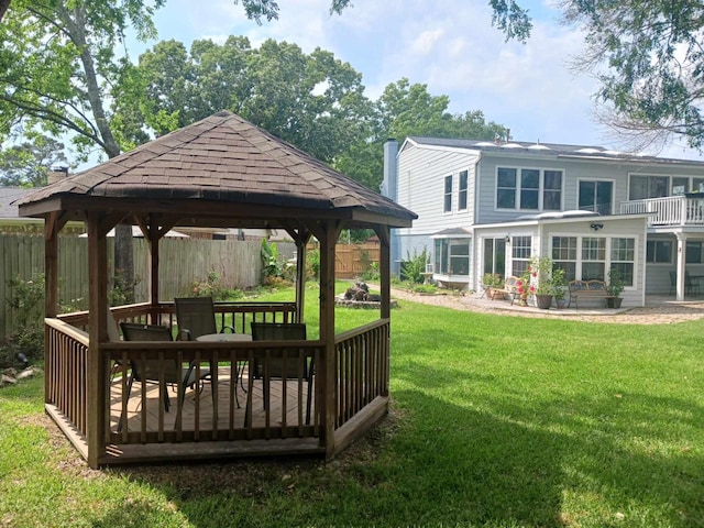 15907 Whispering Falls Ct, Houston, TX 77084 - view of yard featuring a gazebo and a deck