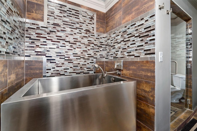 kitchen with tile walls