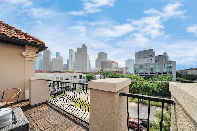 balcony with a view of city