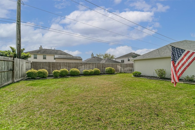 view of yard featuring a fenced backyard