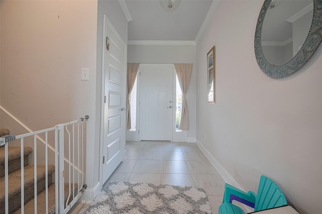 452 Long Beach Bay Dr, Katy, TX 77493 - foyer entrance with ornamental molding, tile patterned flooring, and baseboards