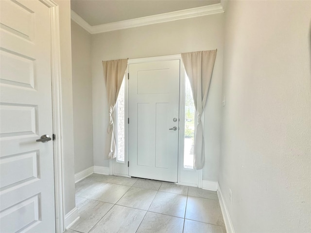 452 Long Beach Bay Dr, Katy, TX 77493 - entrance foyer with crown molding and light tile patterned flooring