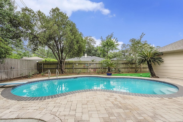 view of swimming pool with a fenced in pool and a fenced backyard