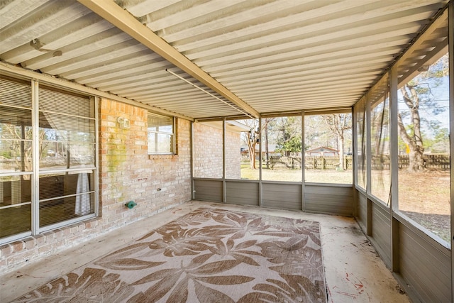 view of unfurnished sunroom
