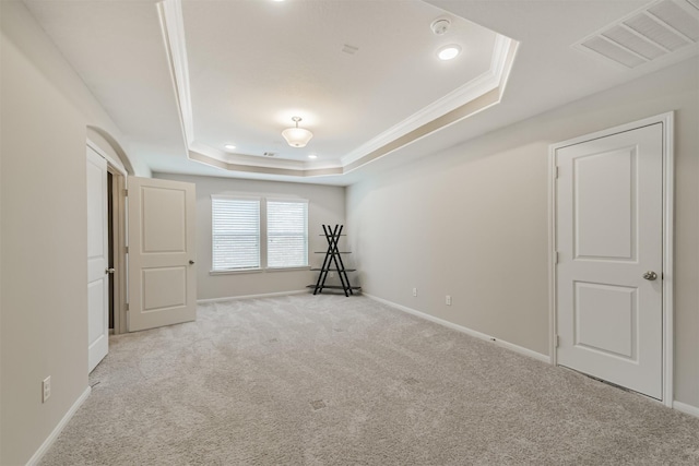 12107 Allington Cove Ln, Humble, TX 77346 - carpeted spare room with recessed lighting, a raised ceiling, visible vents, and crown molding